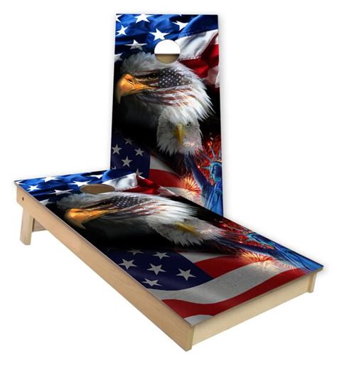 Laminated American Eagle Flag Cornhole Wrap Cornhole Decal Set Sports