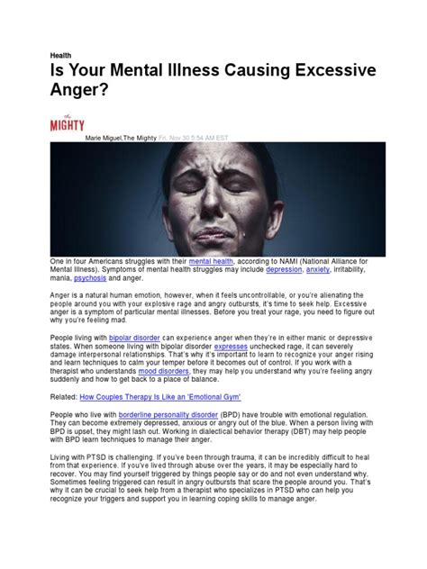 Is Your Mental Illness Causing Excessive Anger Health Pdf Anger