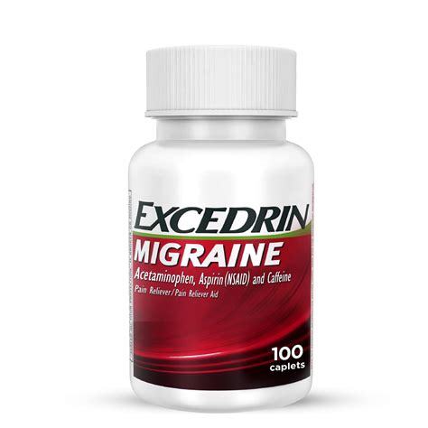 Excedrin Migraine Relief Caplets To Alleviate Migraine Symptoms 100 Count