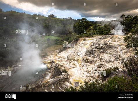 Hot Spring Waters In Furnas Sao Miguel Azores Portugal Stock Photo Alamy