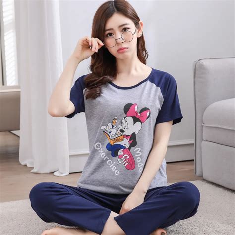 Women S Pajamas Sets 100 Cotton Cartoon Autumn Girlfriend T Indoor Cloth Home Suit Sleepwear