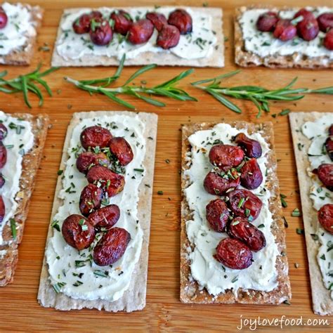 Roasted Grape And Goat Cheese Topped Wasa Crackers Joy Love Food