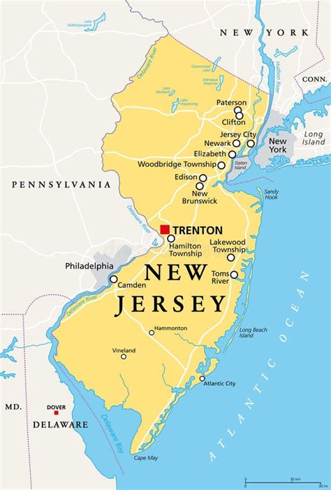 Mapa Político De Nys Del Estado De Nueva York Ilustración del Vector