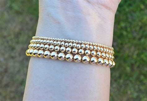 K Gold Filled Beaded Layered Bracelet Dainty Stacking Etsy