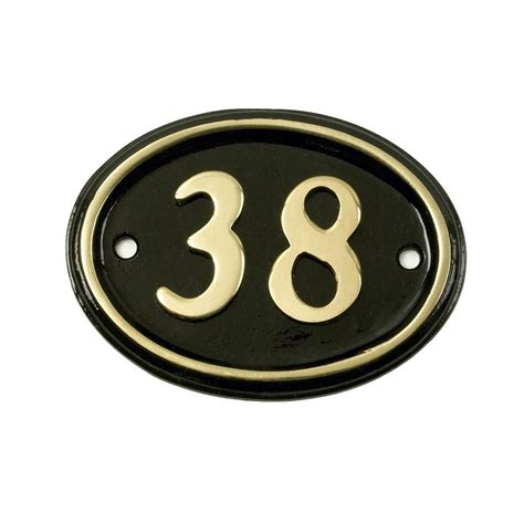 New Polished Brass And Black Traditional Oval House Number Sign Number