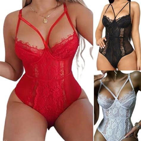 Buy Women Sexy Lace Lingerie Bodycon One Piece Bodysuit Underwear Plus Size Nightwear At