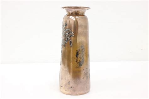 Arts And Crafts Antique Bronze And Sterling Silver Flower Vase Heintz