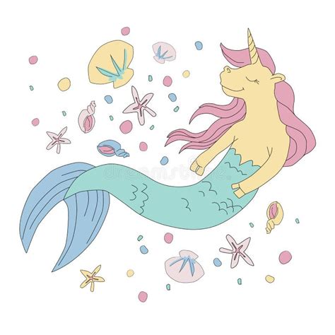 Vector Illustration Unicorn Mermaid Stock Vector Illustration Of