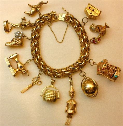 Wonderfully Rare Vintage Charm Bracelet Gold Charm Bracelet