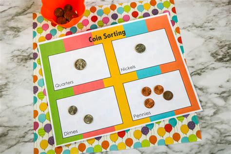 Coin sorting printable