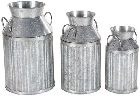 Willow Row Metal Milk Jug Set Of 3 Metal Milk Jug Decorated Jars
