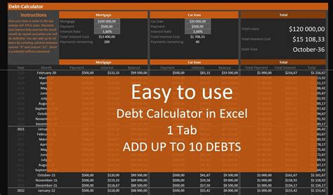 Debt Payoff Calculator Excel Template Etsy