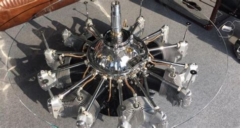 Boeing 737/ pratt & whitney jt8d engine fan blade coffee table. Coffee table made with aircraft radial engine. Jacobs ...