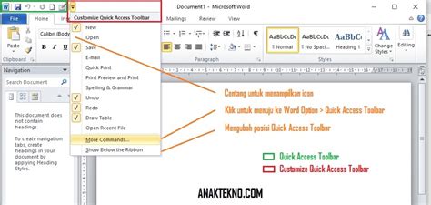 Pengertian Quick Access Toolbar Dan Fungsinya