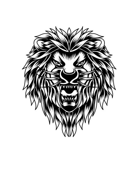Premium Vector Artwork Illustration Roaring Lion Head Line Art