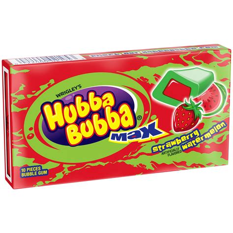 Hubba Bubba Max Strawberry Watermelon Bubble Gum 10 Piece Pack