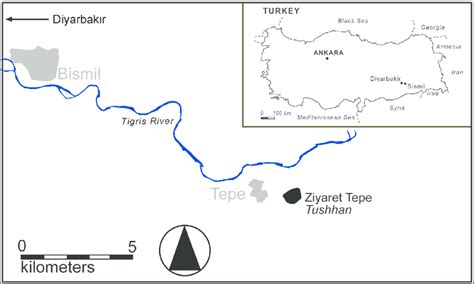 Map of the village of Tepe and the archaeological site of Ziyaret Tepe,... | Download Scientific ...