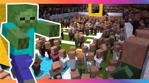 Minecraft ~ 1 Zombie Vs 2000 Villagers Youtube