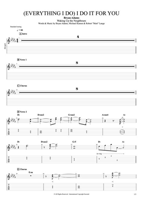 Everything I Do I Do It For You By Bryan Adams Full Score Guitar
