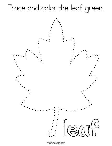 Trace And Color The Leaf Green Coloring Page Fall Preschool