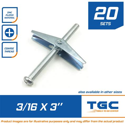 20pcs Toggle Bolt 316 X 3 Inches 5 Mm X 75 Mm Galvanized Also