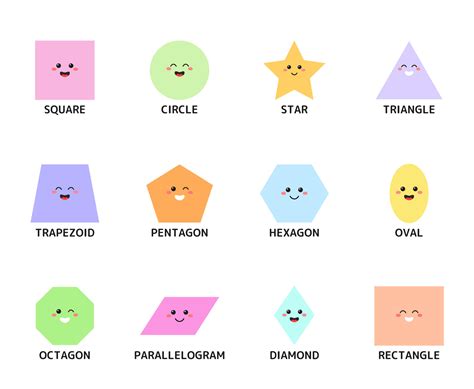 Geometric Shapes Characters With Face Emotions For Children Learning