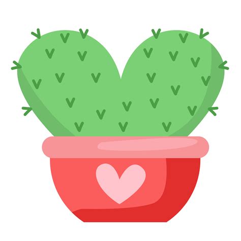 Free Love Theme Cactus In A Pot Png With Transparent Background