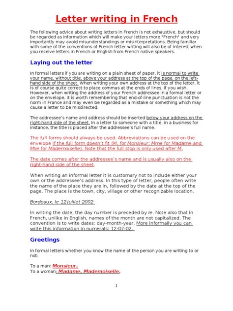 Learn how to write letters in french: Writing Letters in French