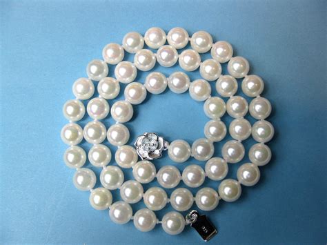 Akoya Pearl Necklace Mm Aaa White Saltwater Cultured Akoya Pearl