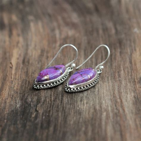 Purple Turquoise Earrings Bridesmaids Earrings Boho Etsy Uk
