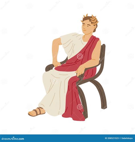 Antique Emperor Of Ancient Roman Patrician Flat Vector Illustration