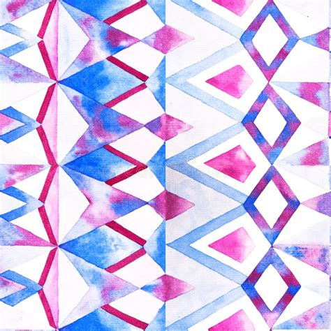 Abstract Hand Painted Geometric Watercolor Seamless Pattern Stock