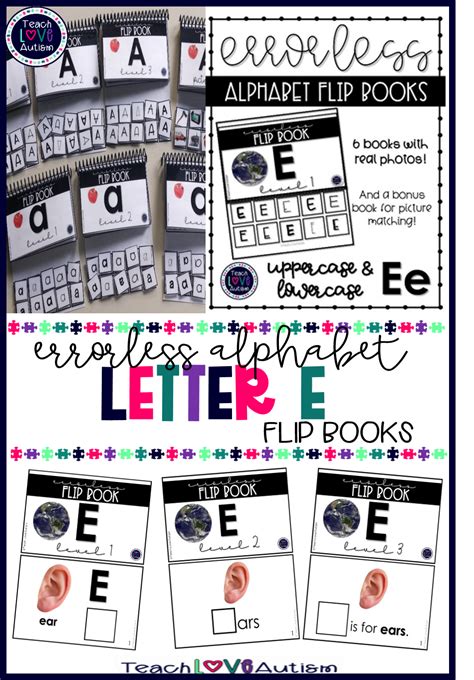 Alphabet Adapted Books For Letter E With Real Photos Flip Book Book