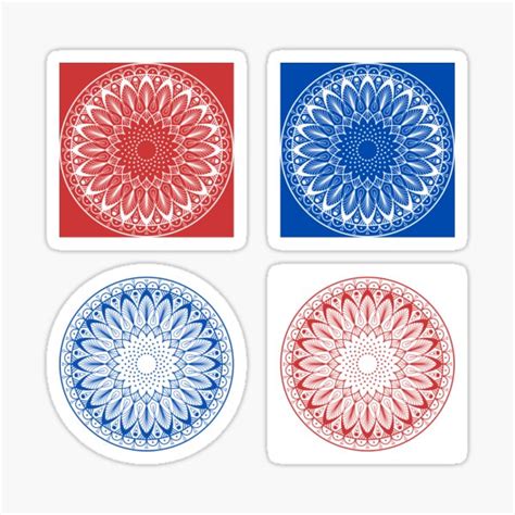 Mandala Red And Blue Sticker For Sale By Jones Gig Redbubble