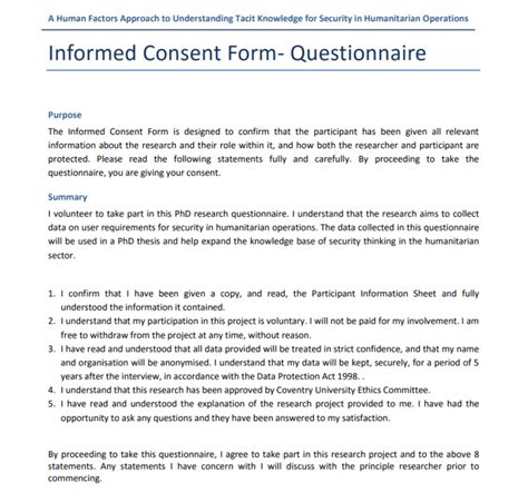 Questionnaire Consent Consent