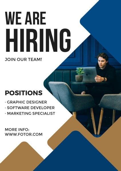 Blue Modern We Are Hiring Poster Template And Ideas For Design Fotor