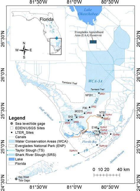 Map Of The Hydrological Stations Managed By Everglades National Park