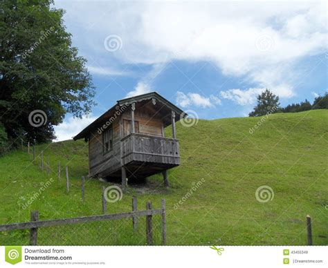 Small Wooden Alpine Style House On The Hill Stock Photo Image 43455349