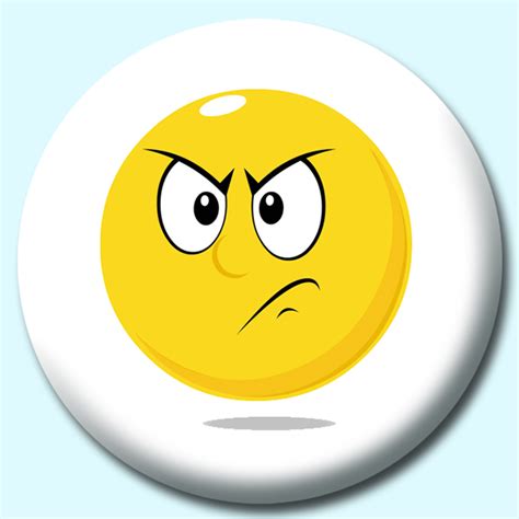 25mm Smiley Face Angry Expression Button Badge