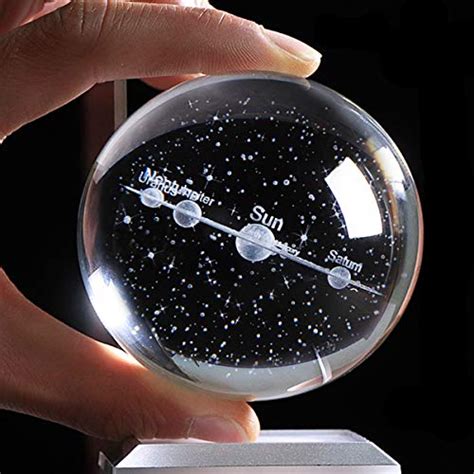 Qianwei 3d Solar System Crystal Ball With Led Colorful Lighting Touch