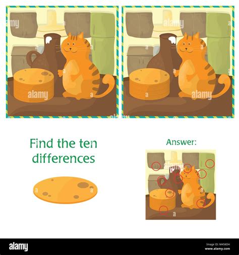 Cartoon Vector Illustration Of Finding Differences Educational Task For