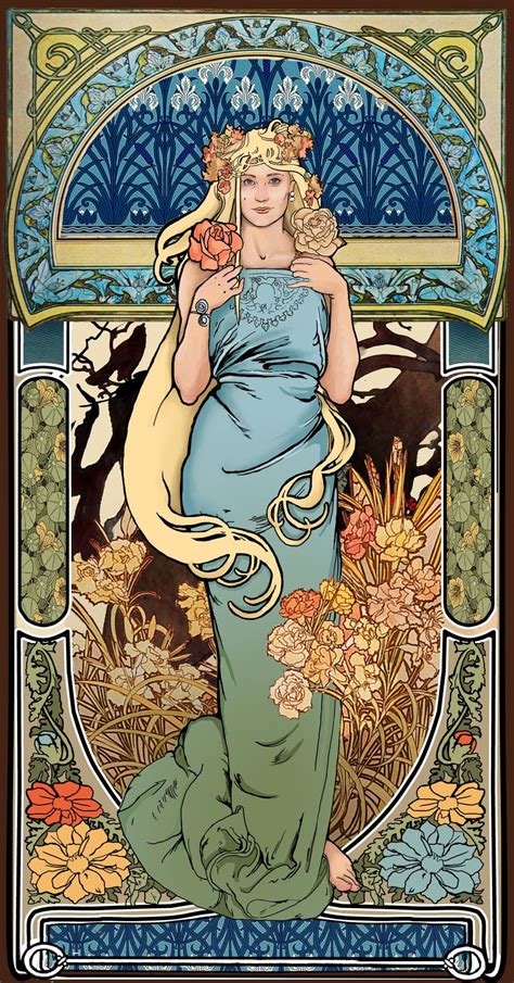 Autumn Portrait Art Nouveau Illustration Art Nouveau Poster Mucha Art