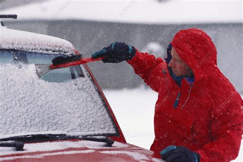 Scraping Snow Off Windshield Stock Image C0273543 Science Photo