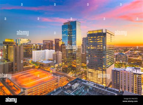Phoenix Arizona Usa Cityscape In Downtown At Sunset Stock Photo Alamy