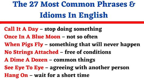 The 27 Most Common Phrases And Idioms In English English Seeker