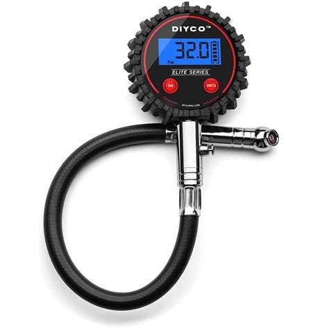 A Digital Tire Gauge On A White Background With Clippings To Show The Time