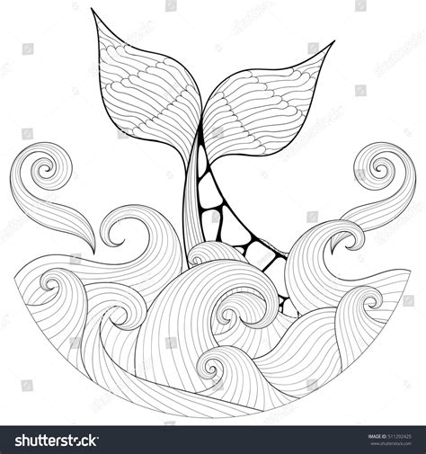 Whale Tail Waves Zentangle Style Freehand Stock Illustration 511292425