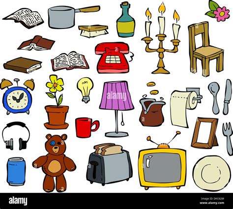 Household Items Doodle Design Elements Vector Illustration Stock Vector