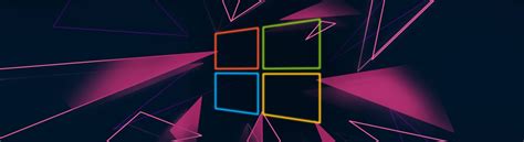 1235x338 Windows 10 Neon Logo 1235x338 Resolution Wallpaper Hd