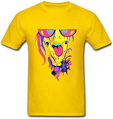 Caishaocai Mens Fuck Off Art T Shirt Yellow S Clothing